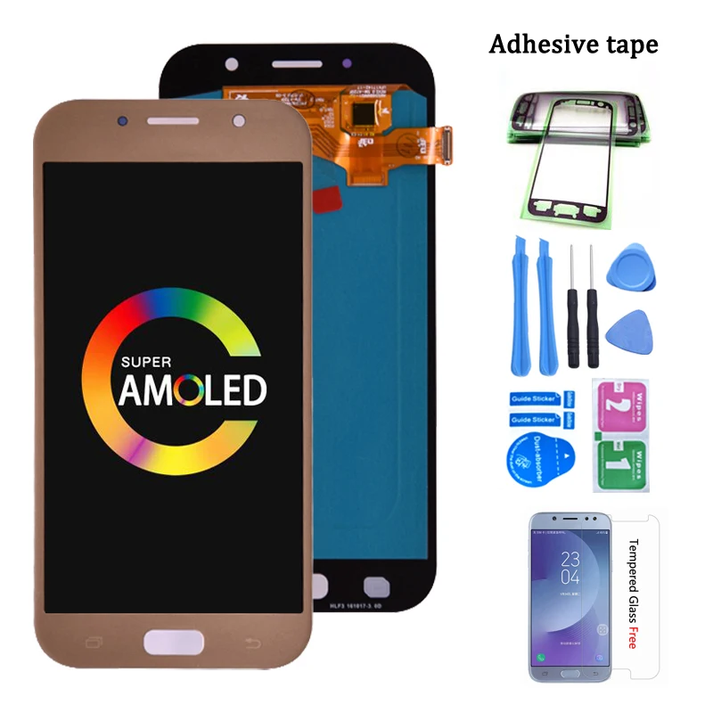 

ЖК-дисплей Super Amoled для Samsung Galaxy A7 2017 A720 A720F, дигитайзер сенсорного экрана в сборе, ЖК-дисплей для Galaxy A7 2017 Duos, ЖК-дисплей