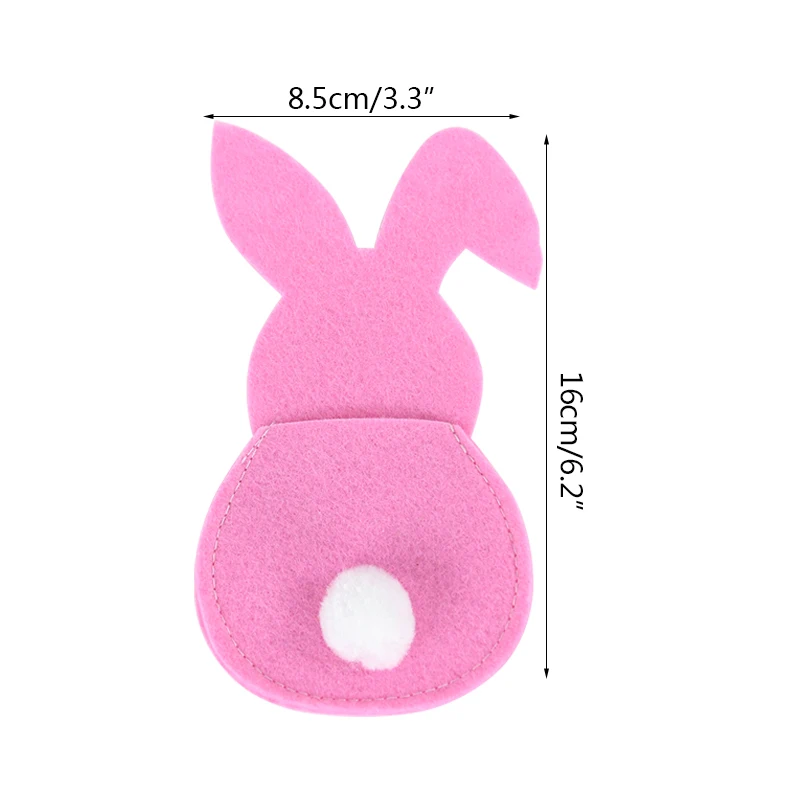 4pcs Easter Cutlery Bag Felt Bunny Rabbit Knife Fork Holder Bags Tableware Spring Easter Festival Party Home Table Decorations