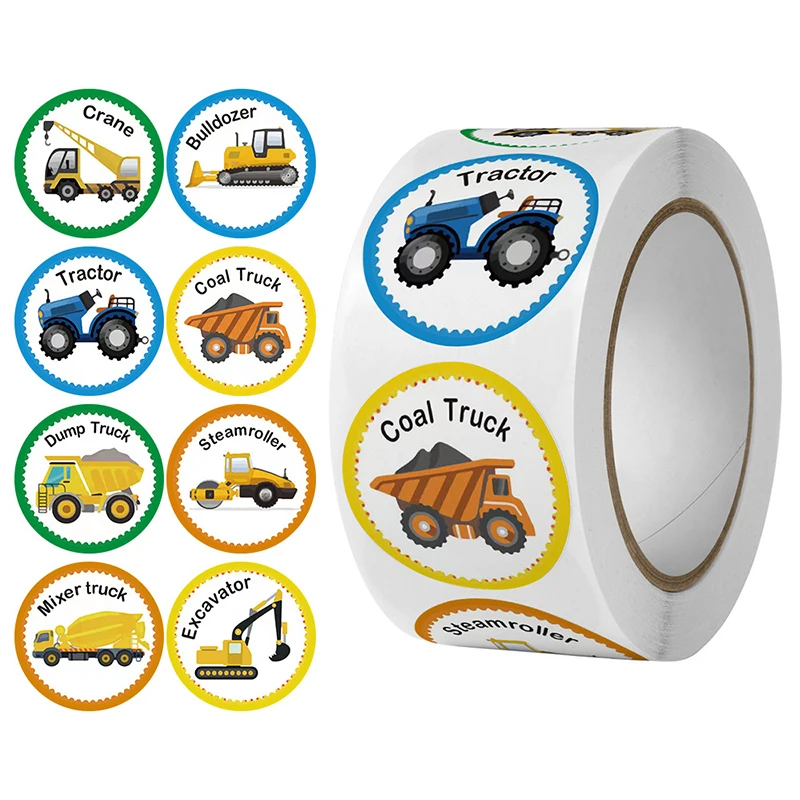 50-500pcs Kids Sticker Truck Bus Sticker Cute Transportation Cars Tractor for Encouragement Students Children Gift Labels