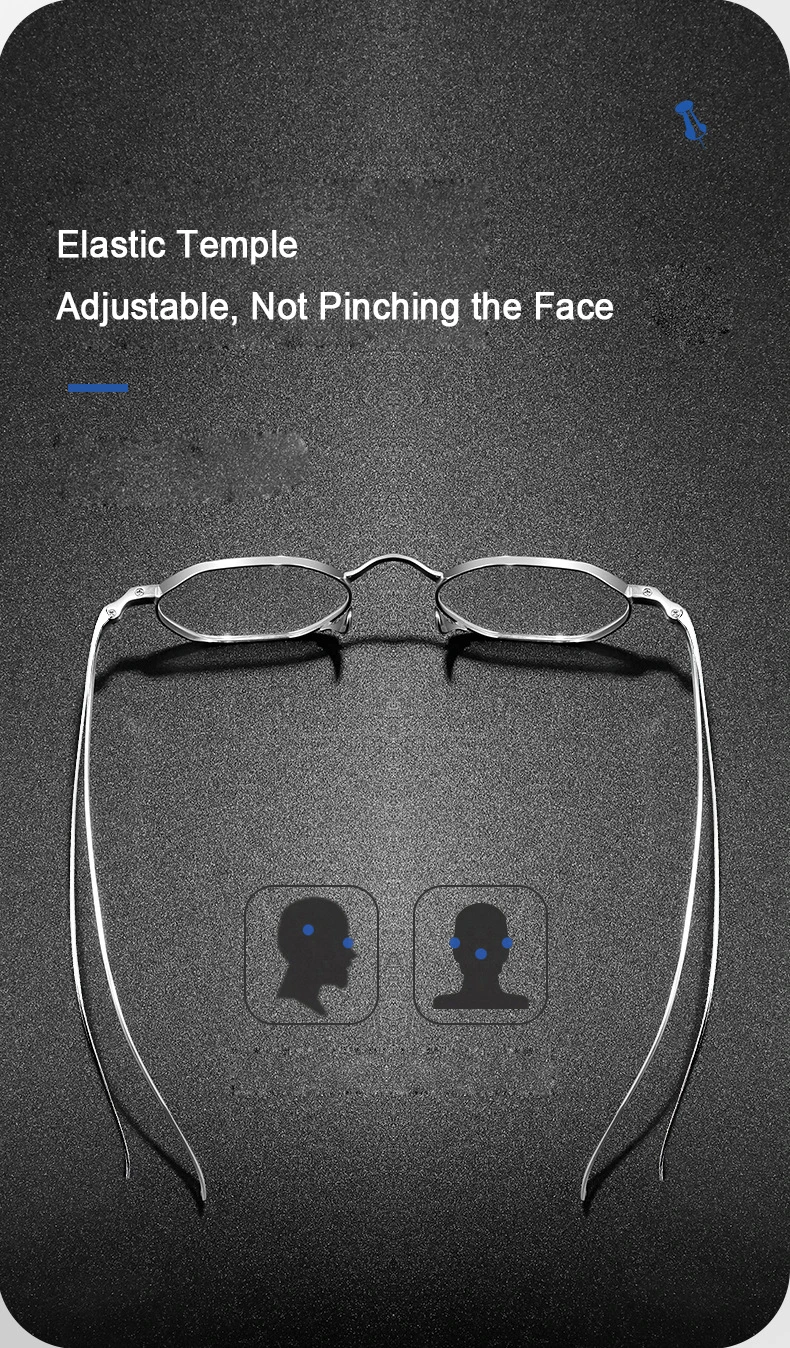 Pure Titanium Eyeglasses - Handmade Retro Polygonal Frames Small Frame Glasses