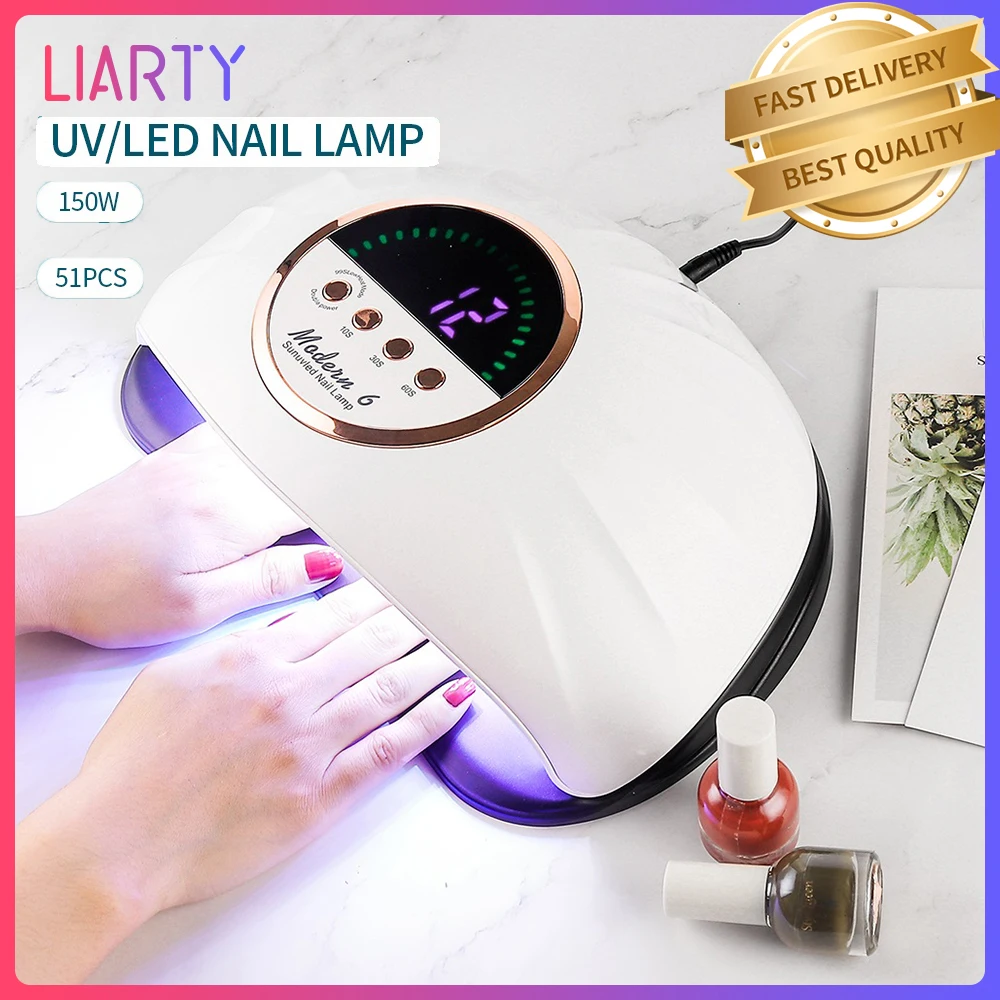 UV Gel Nail Lamp,150W UV Nail Dryer LED Light for Gel Polish-4 Timers Professional Nail Art Accessories,Curing Gel Toe Nails (White)