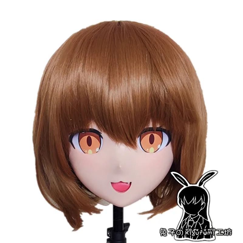 

(B19) Handmade Custom Full Head Mask with Backshell Crossdressing Silicone Anime Catgirls Kigurumi Cosplay Mask