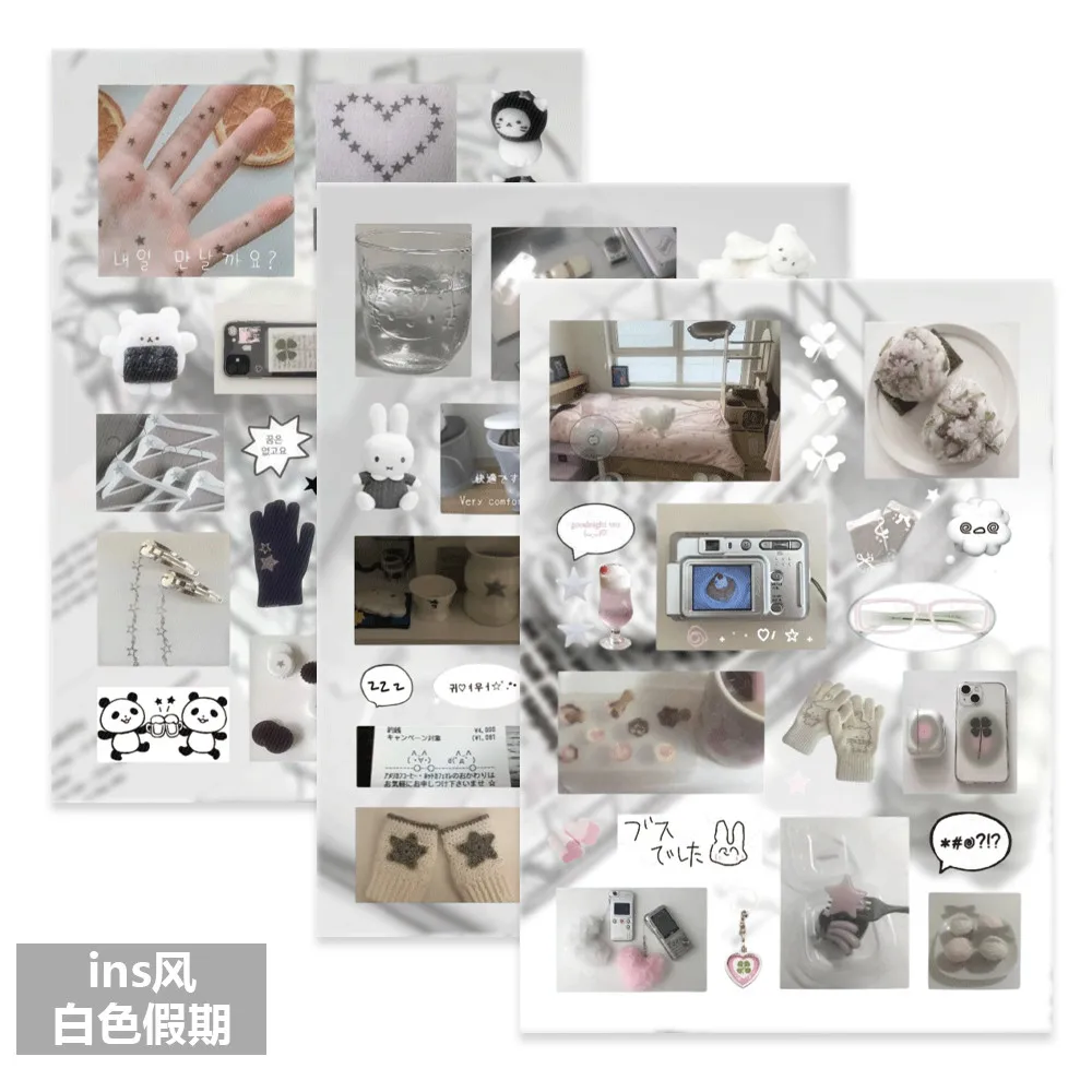 8-teilige weiße Feiertagsaufkleber im Ins-Style – minimalistische Dekoraufkleber für Handbücher, Handyhüllen, Notizbücher, RecordingYourLife Store – Detail 7