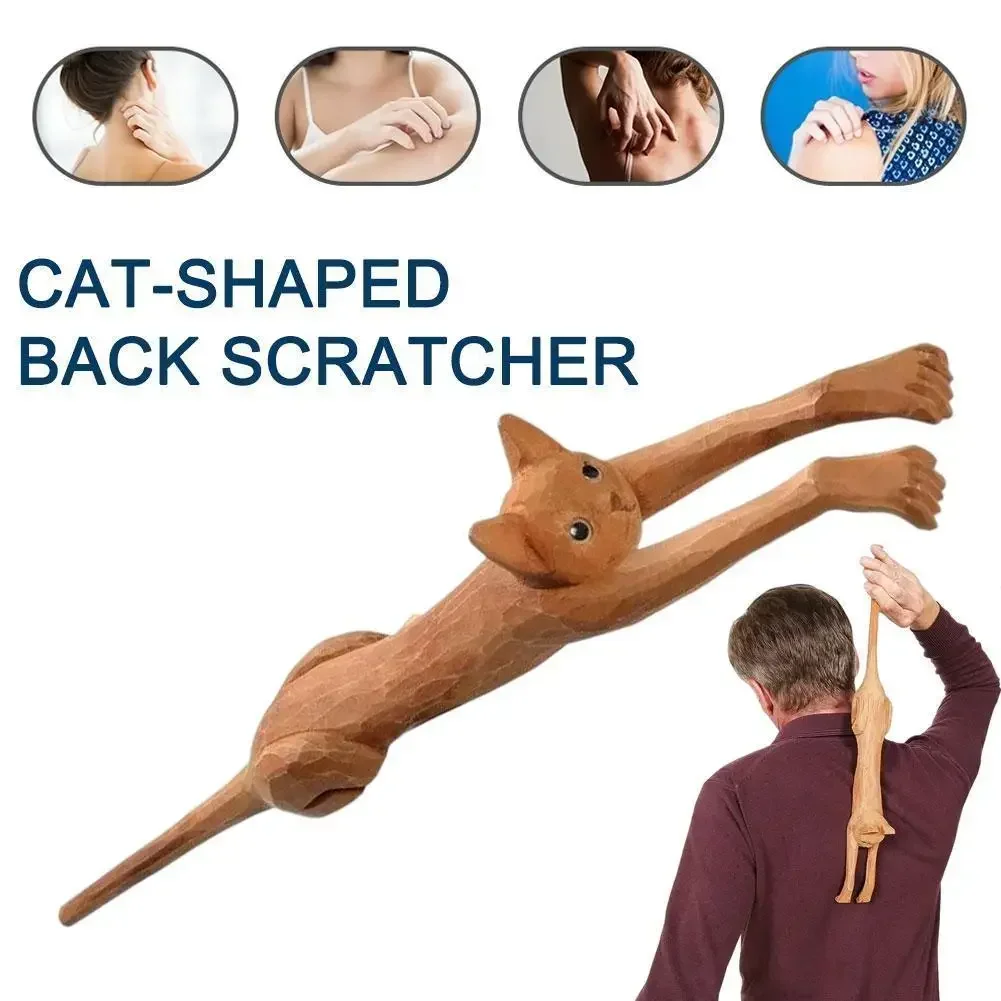 Back Scratcher Sturdy Wood Back Scratchers Long Handle Back Scratchers For Scratching Itches Cat Shaped Scratchers 1pcs
