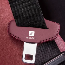 Leather Car Seat Belt Buckle Cover Protector - Anti - Collision Case, Premium Accessories - 4pc (Red)