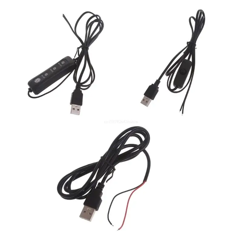 

Male 2 Pin USB DIY Soldering Power Cord for 5V LED Lights Fans Cameras Dropship
