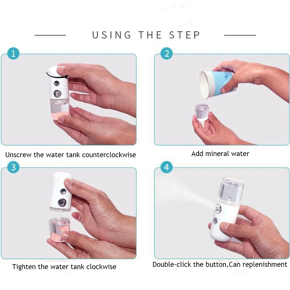 Portable Spray Nano Spray Water Meter Steam Face Cold Spray Portable Beauty Instrument Humidifier Water Meter With USB Cable 4