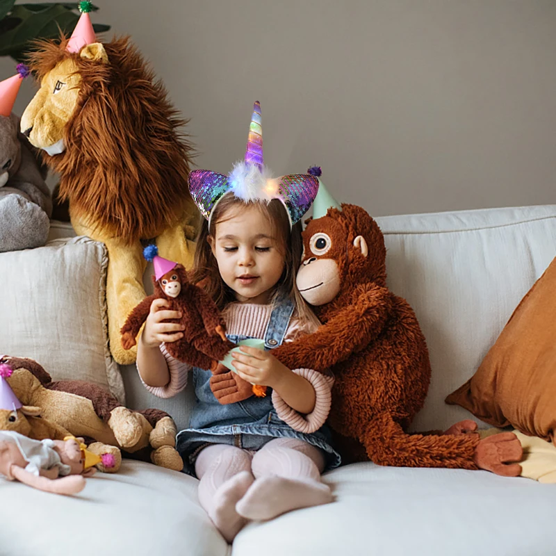 LED Licht Einhorn Stirnband Kinder Mädchen Geburtstag Cartoon Headwear Haar Zubehör Regenbogen Einhorn Thema Party Dekoration Lieferungen – Detail 9