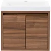 Miles Vanity, Kelby 24 Inch Modern Floating Bathroom Vanity with White Single Sink Top, 2-Door Cabinet, Caramel Mist 2