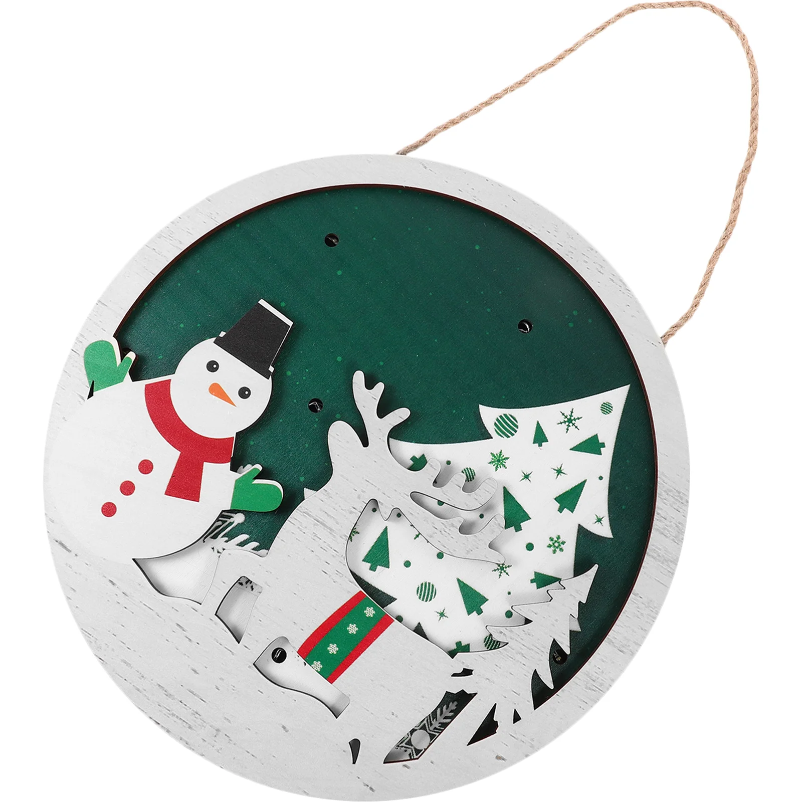 

Christmas Round Plaque Front Door Plaque Hanging Round Plaque Christmas Party Decoration with Light