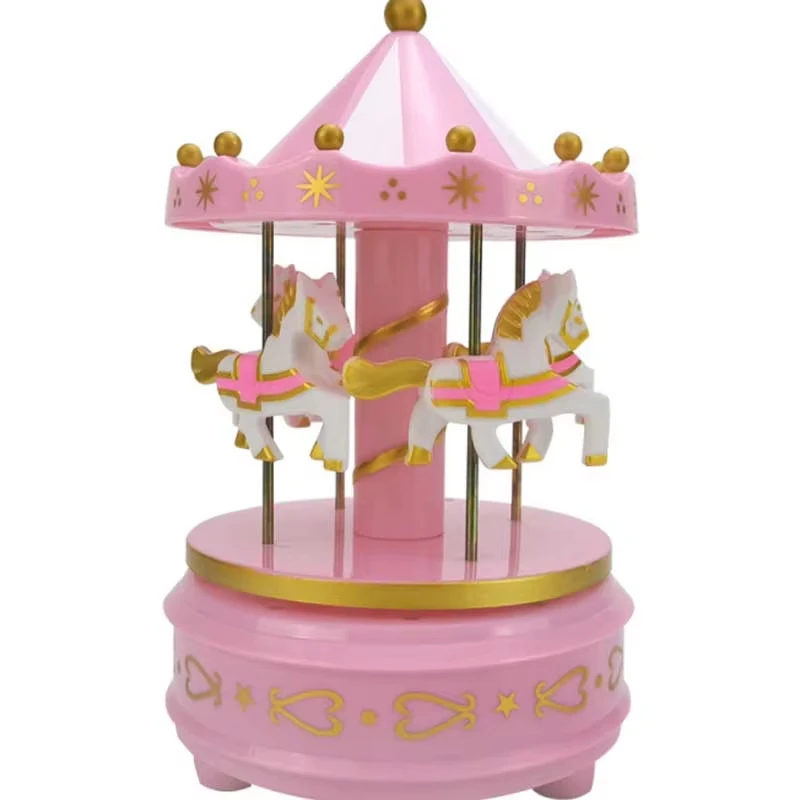 Carousel Music Box Music Box Luxury Music Box with 4 Rotating Horses Romantic Carousel Toy Handcrafted Gift Box
