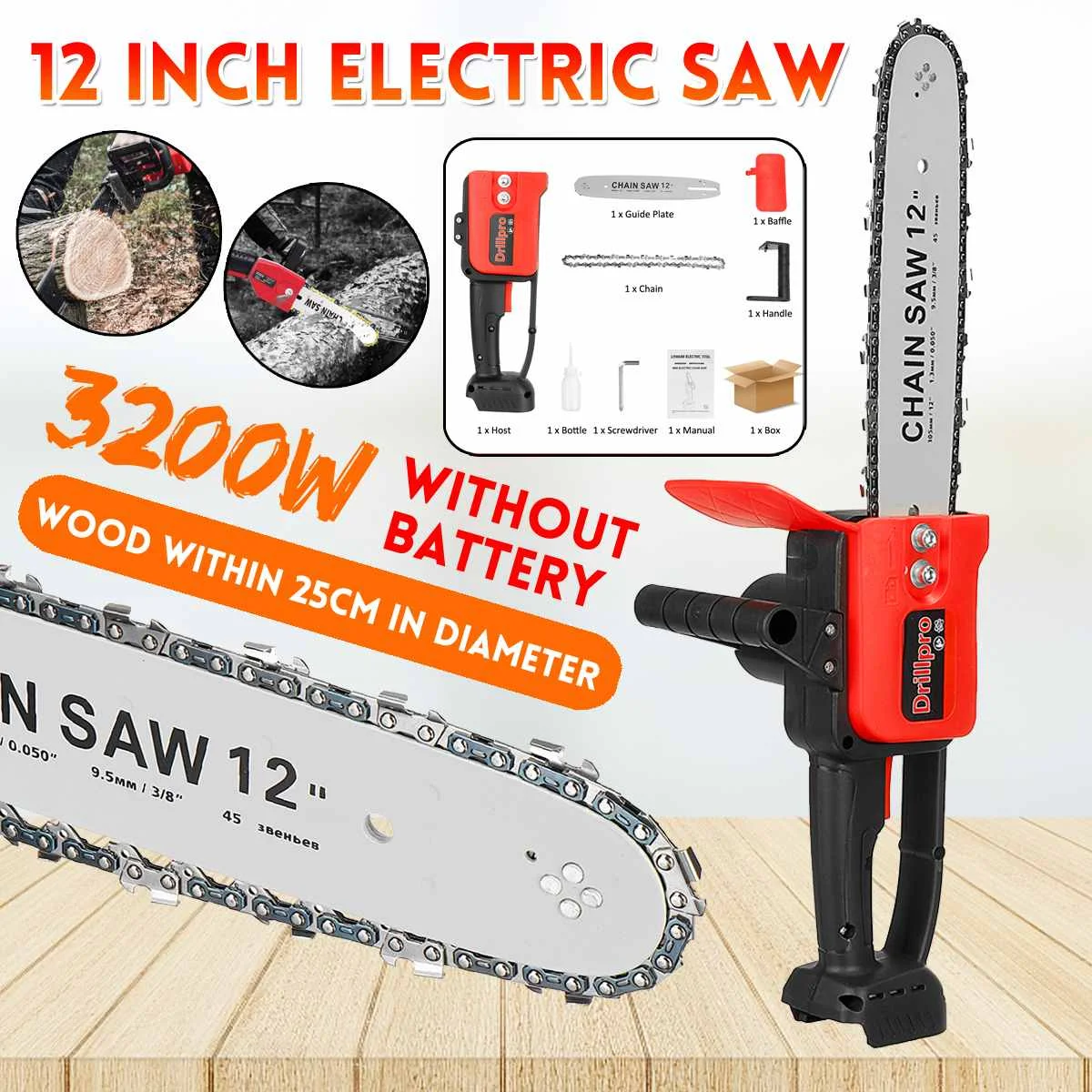 

12inch Electric Chain saw Bracket Adjustable Universal Chain Saw Part Angle Grinder Into Chain Saw for Makita 18V Battery