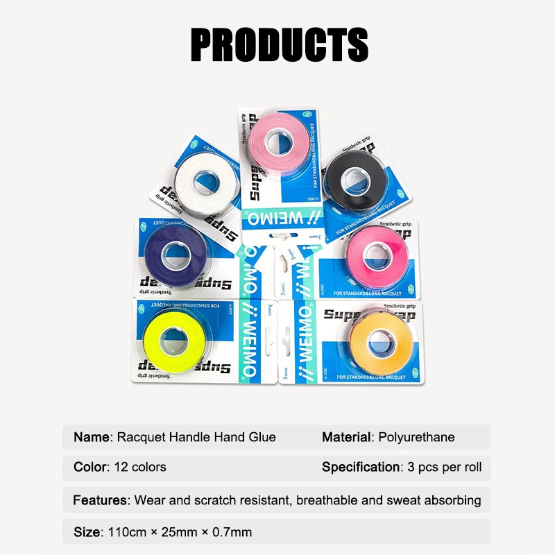 3pcs/Pack Badminton Hand Rubber Wrap Around Handle With Anti-Slip Sweatband Grip Handle Leather Badminton Hand Rubber
