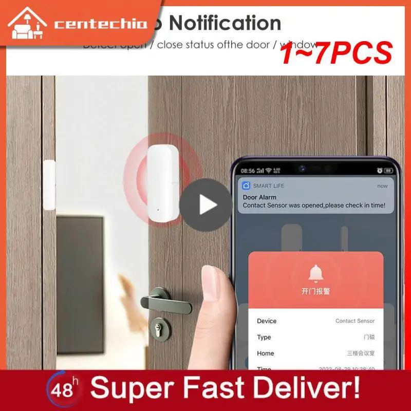 

1~7PCS Tuya WiFi/Zigbee Smart Door Sensor Door Open Closed Detectors Security Protection Alarm System Smart Life APP Control