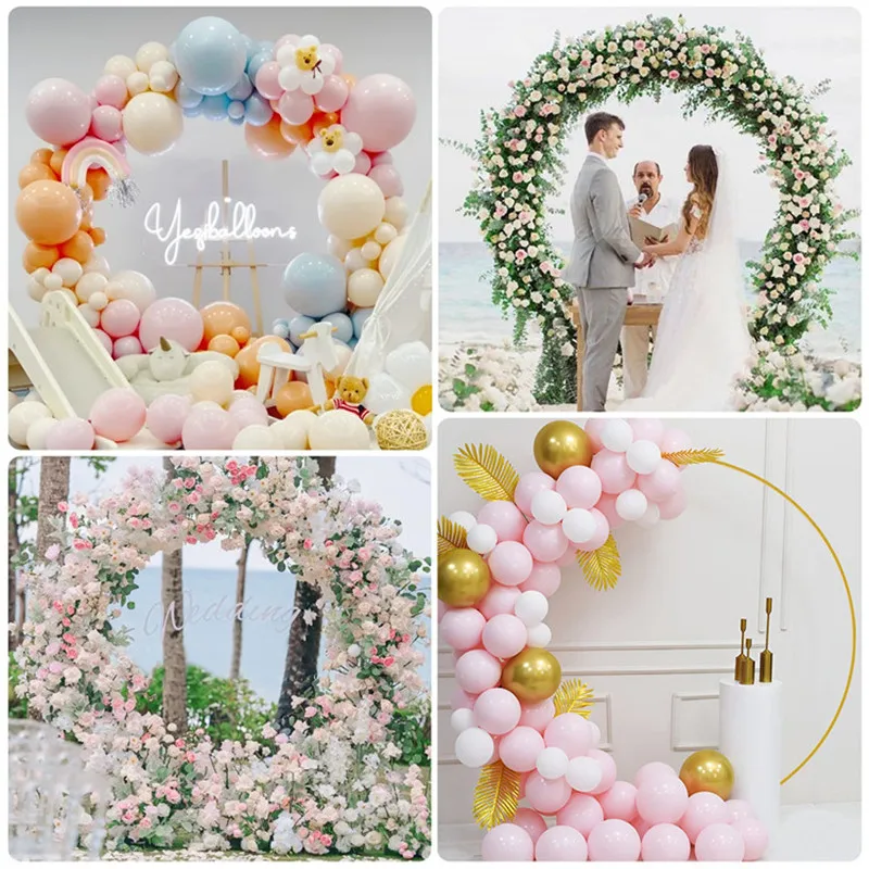 Metal Circle Stand Wedding Arche Round Balloon Arch Flower Gold Background Arch DIY Frame Birthday Party Baby Shower Decorati