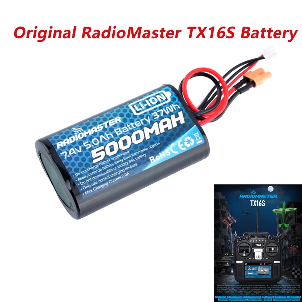

RadioMaster TX16S Original Transmitter 2S 5000mAh Lipo Battery Frsky Multi Protocol Open Source Remote Control FPV Racing Drone