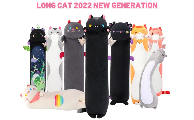 Mewaii Long Cat Plush Body Pillow - 36 Inch Kawaii Stuffed Animal, Soft Hugging Pillow Gift