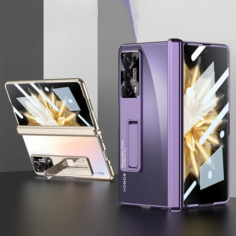 

Applicable to Honor magicV2 electroplated Phantom mobile phone case all-inclusive transparent solid color protective case