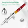 NEOECO NCT-208K Dual Action Airbrush 9cc 1/3 oz Fluid Cups with 20cc 40cc cups Crown caps Air brush kit Gravity Feed Set 5