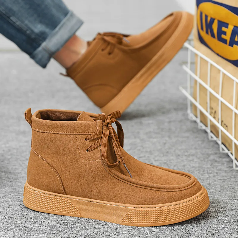 

Winter Man Ankle Boots Trend Platform Comfortable Suede Boots For Men Fashion Lace-up High Top Men's Casual Shoes bota masculina