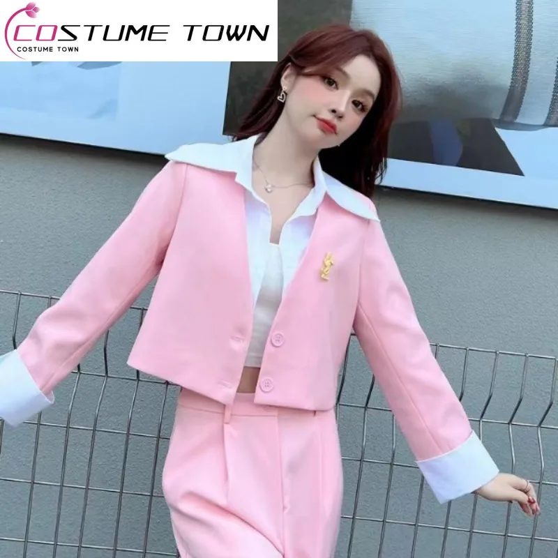 Women's Suit 2023 Spring/Summer Korean Version New Fashion Women's Set Fake Shirt Suit Two Piece Set Women's Fashion Trend fake two pieces down cotton jacket for women in 2023 winter new korean version loose and slimming hooded women s cotton coat