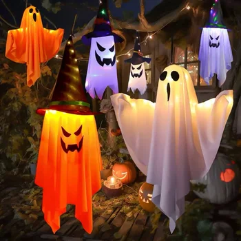 Ghost Lantern Halloween Decoration Hanging Flag Halloween Ghost Windsock Outdoor 1