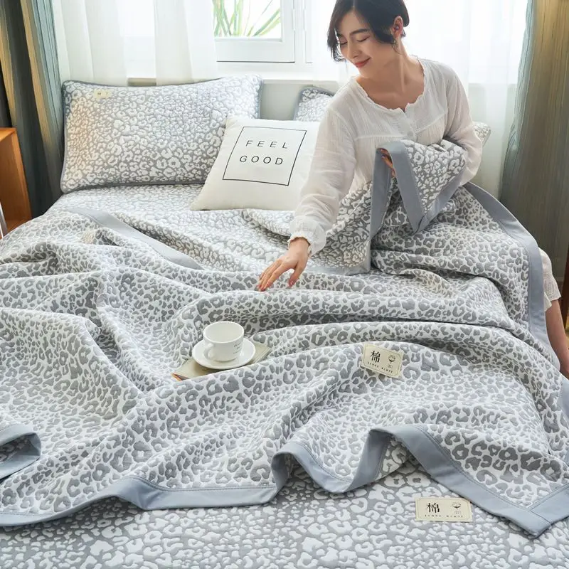 

Spring And Autumn Cotton Air Conditioning Quilt Soft Leisure Blanket Jacquard Bedspread 220x240cm Double Bed Comforter Home Dec