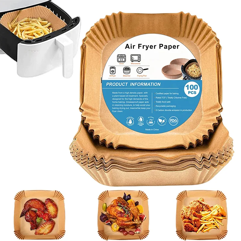 Air Fryer Paper Disposable Air Fryer Liners Air Fryer Accessories Air Fryer Liners Oven Liner 100Pc Air Fryer Special Paper Air Fryer Disposable Paper Liner Non Stick Oven Mat Kitchen Pan Pad
