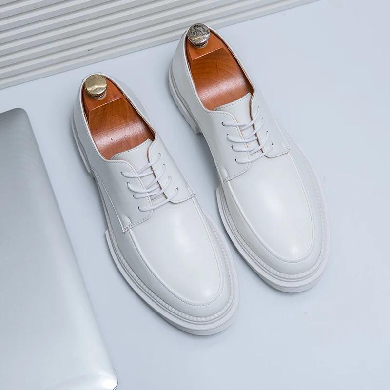 White Wedding Shoes Men's Business Leather Shoes Formal Oxfords Career Office Oxford Black Lace-up Luxury Goods Zapatillas