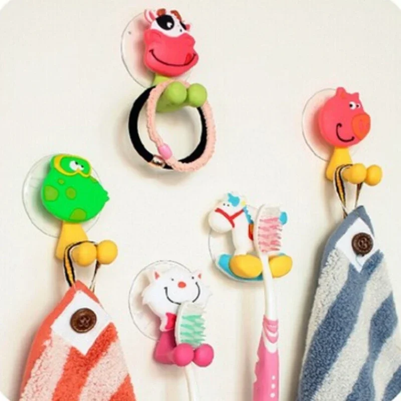 Toothbrush Holder Cute Cartoon Animal Wall Mounted Toothbrush Storage Rack Bathroom Multifunctional Wall Hook