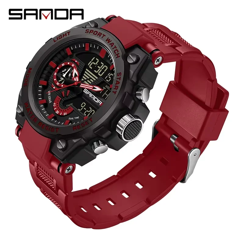 Sanda Men's Digital Fashion Waterproof Outdoor Sports Multifunctional Electronic Watch SD3302-12