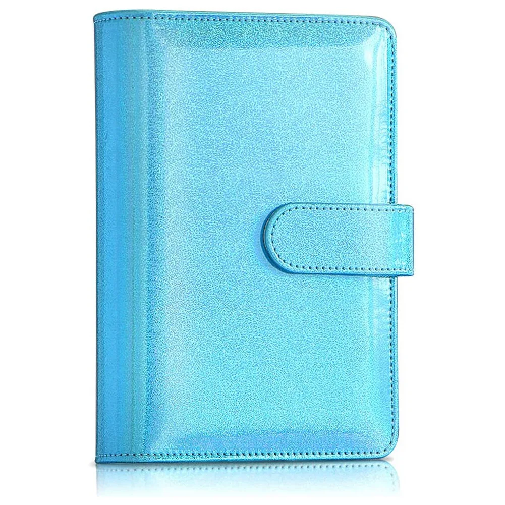 

A6 Pu Leather Notebook Binder Cover,6 Ring A6 Binder Budget Cash Envelopes,Planner Travel Journal Binder Cover,Blue