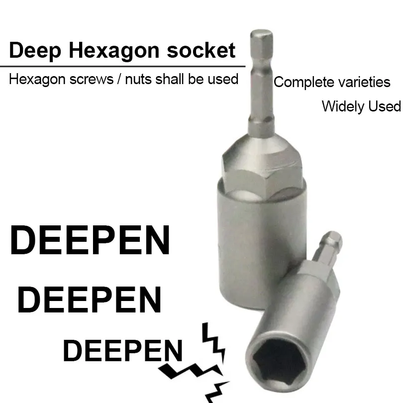 6mm -19mm Deepen Inner Hexagon Sleeve Electric Drill Sleeve Pneumatic Socket Head for Nut Wrench Hand Tools Electric Screwdriver 2