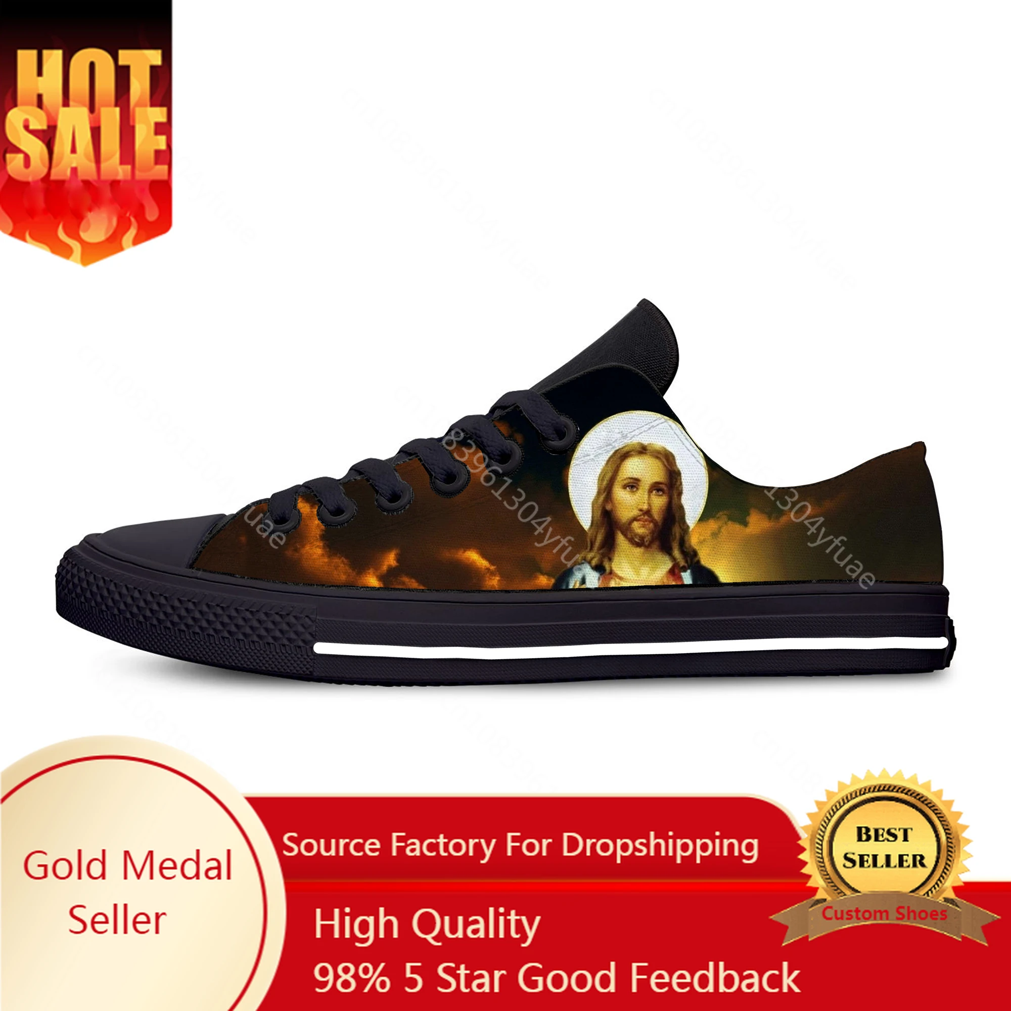 

Hot Summer Christian God Lord Jesus Christ Religion Fashion Casual Cloth Shoes Men Women Sneakers Low Top Classic Board Shoes