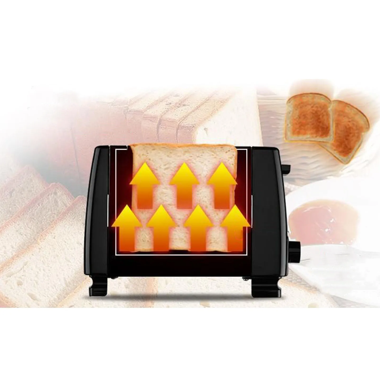 Bread Machine 600W Household Automatic Bread Toaster Fast Heating 2 Slices Slots Stainless Steel Baking Breakfast Machine bread machine electric toaster fryer