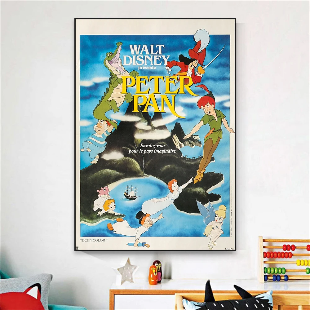 Disney Movie Peter Pan Poster Print Peter Pan Tinkerbell Prints Nursery Wall Decor Canvas Painting Home Kids Bedroom Decoration
