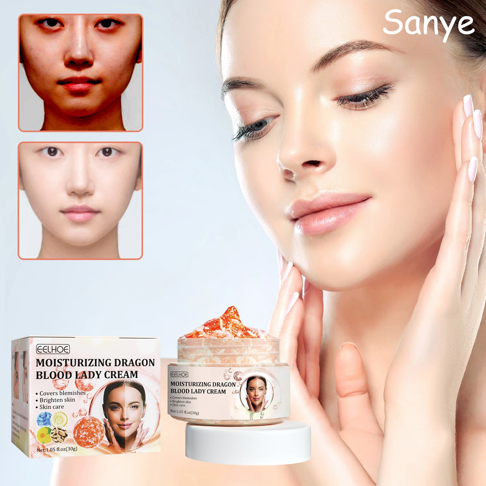 

Moisturizing Dragon Blood Lazy Cream Nicotinamide Brighten Facial Cream Nourish Delicate Pores Makeup Cream Women Dull Skin Care