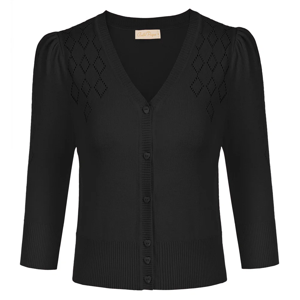 Cardigan Donna 3/4 Manica - In Viscosa, Scollo A V, Bottoni, Leggero E Elastico - Foto 2