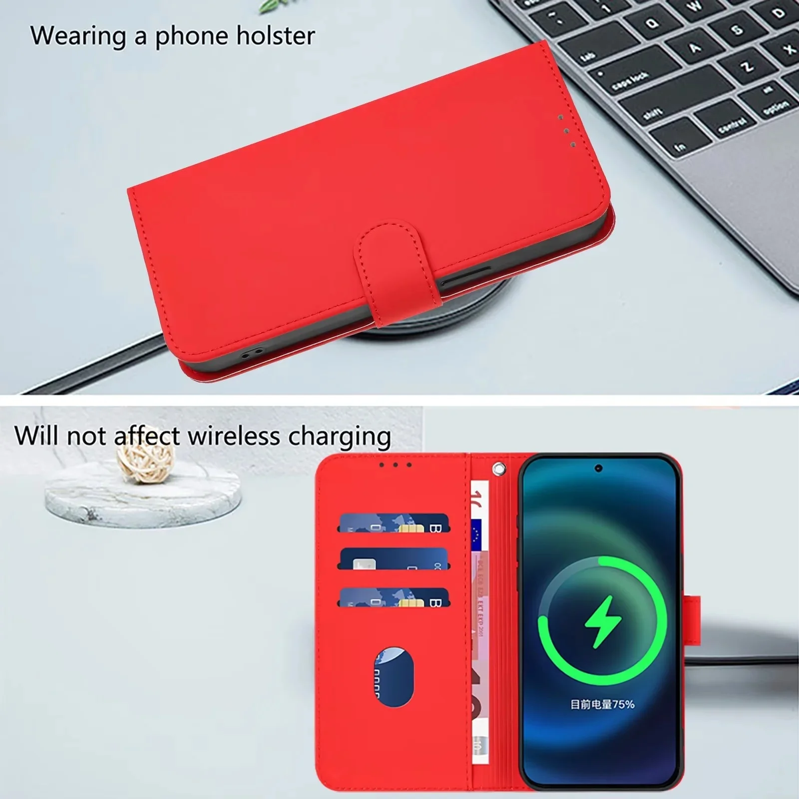 Luxury Flip Phone Case - PU Leather Wallet Cover with Holder