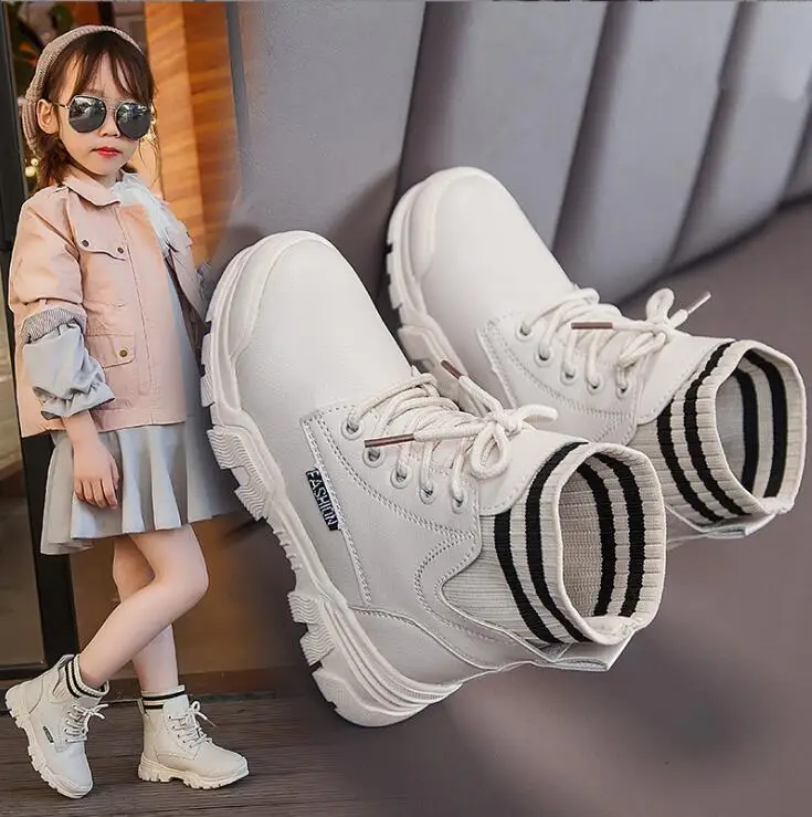 Children Casual Shoes Autumn Winter Snow Boots Boys Shoes Fashion Leather Soft Antislip Girls Boots 27-38 Sport Running Shoes