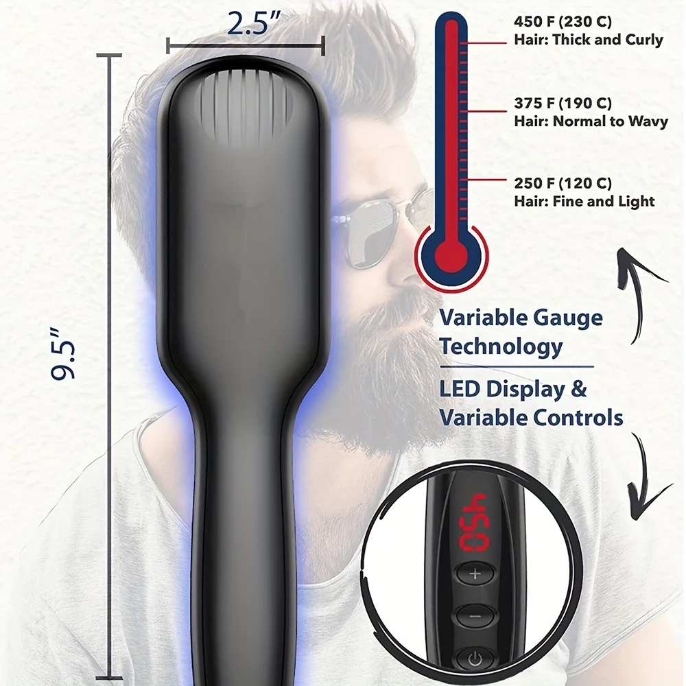 Ceramic Ionic Hair Straightener Brush Salon Fast Heating Hair Straightening Brush Anti-Scald Hair Beard Straightener Comb 4