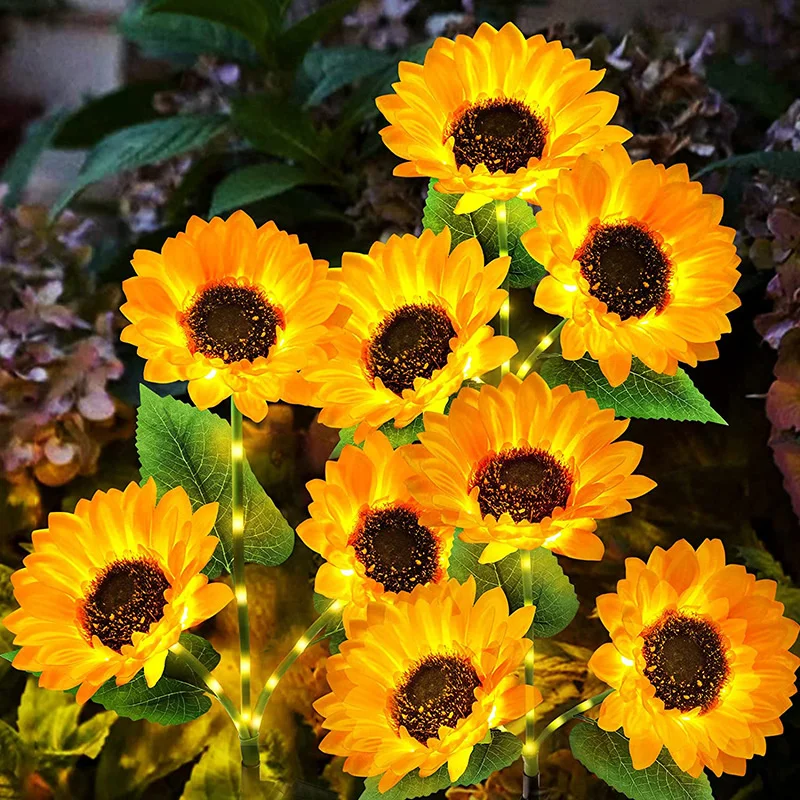 Sunflower Solar LED Garden Lights - Decorative Outdoor Lighting for Weddings, Parties, Holidays, and Home Gardens