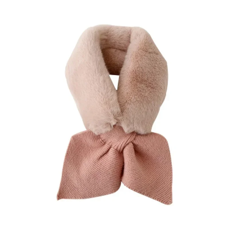 Winter Womens Cross Faux Fur Straps Shawl Soft Scarf Girls Ladies Autumn Knitted