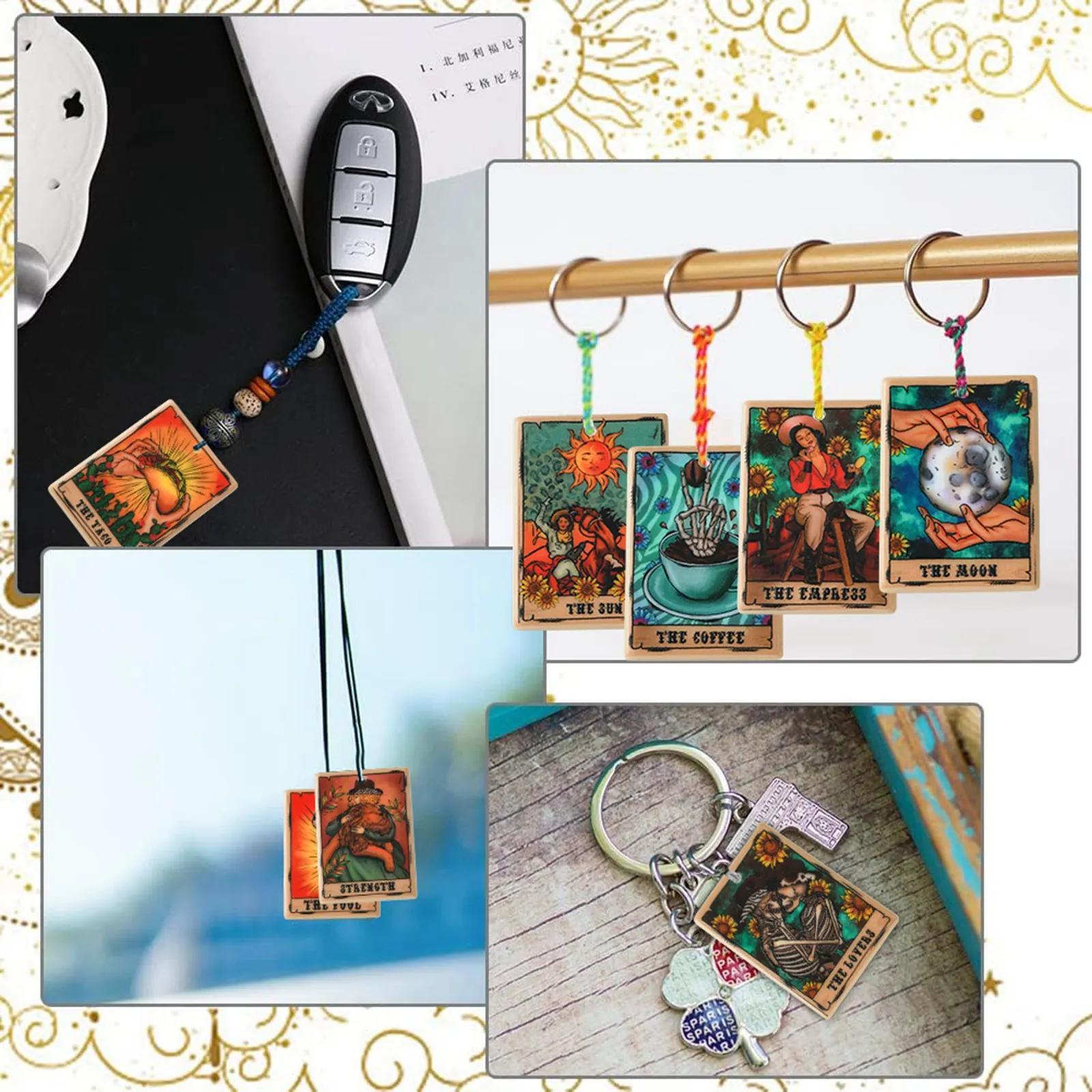 8 Sacchetti Porta Tarocchi In Velluto Nero Con Cordoncino - CHGCRAFT, Dimensioni 11,5x18 Cm, Vari Motivi
