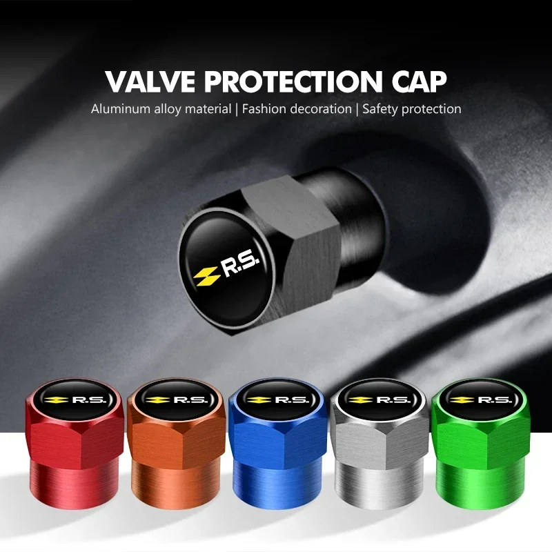 New 4Pcs Car Wheel Tire Valve Caps Air Stem Covers Accessories For Renault RS Megane 2 3 Twingo Clio Kwid Sce Captur Trafic Kwid