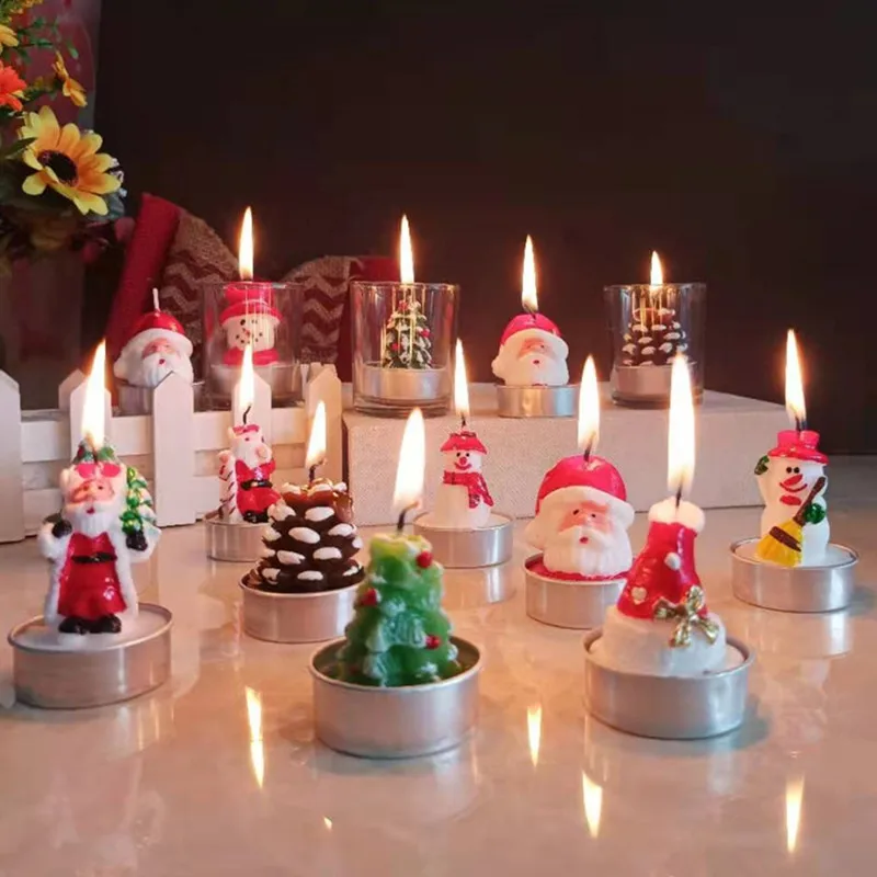 

Home Decorations Creative Christmas Tree Snowman Pinecone Snow House Old Man Romantic Christmas Eve Mini Candle