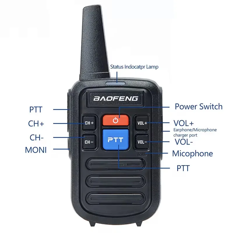 BaoFeng BF-C50 UHF 400-480MHz Transceiver 5W Two Way Radio Type-C Mini Walkie Talkie 99 Channels 1500mAh Dual PTT Ham Radio 2