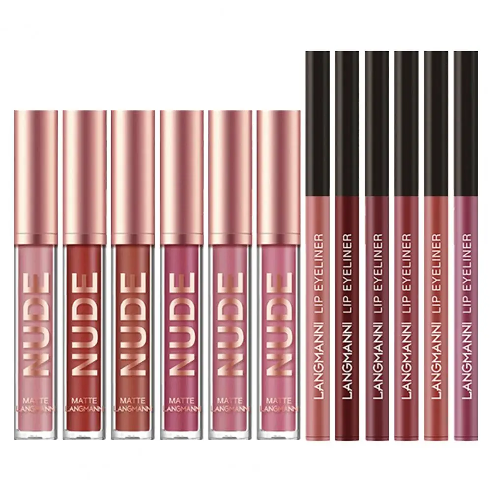 

High-quality Lip Gloss Long-lasting Waterproof Lip Liner Matte Lip Gloss Set for Women Plumping Lip Glaze with Full Coverage