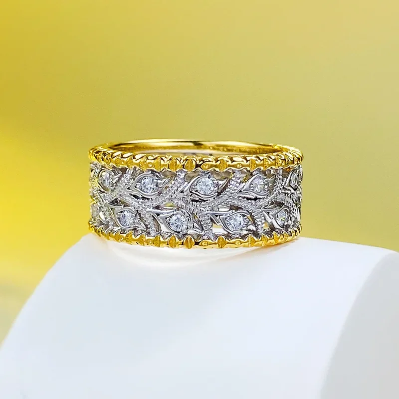 

14K Gold Moissanite Diamond Ring 100% Real 925 sterling silver Party Wedding band Rings for Women Bridal Engagement Jewelry Gift