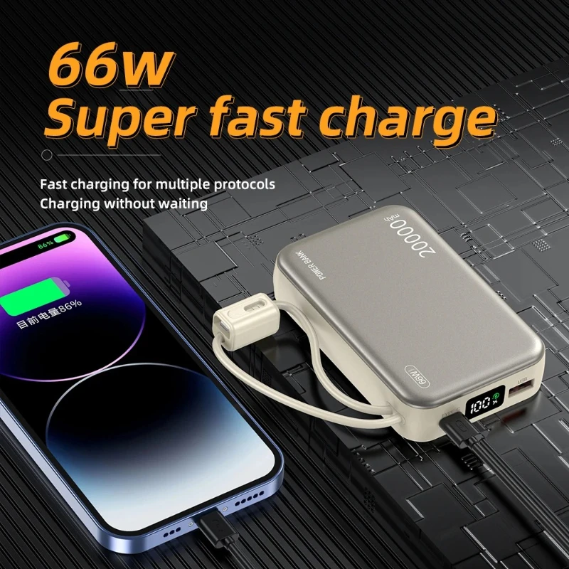 Power Bank da 20000mAh con Ricarica Rapida 66W, Batteria Esterna Certificata CCC con Cavo di Ricarica per iPhone Samsung Huawei Xiaomi - Image 3
